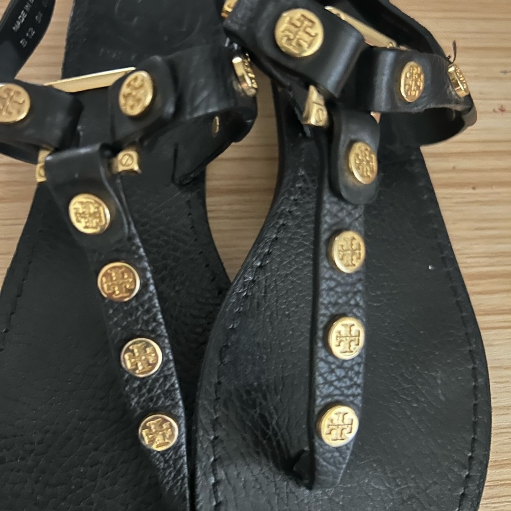 Tory Burch Black and Gold Sandals